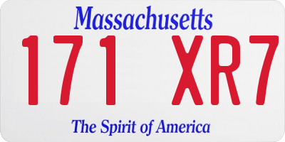 MA license plate 171XR7