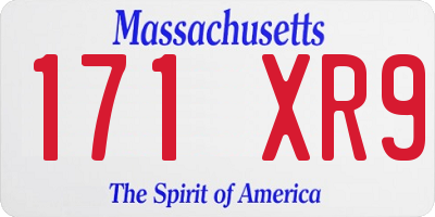 MA license plate 171XR9
