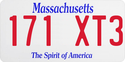MA license plate 171XT3