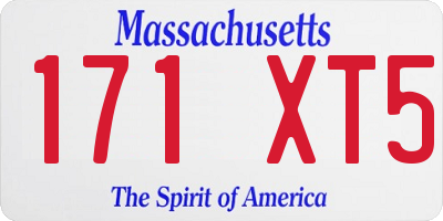 MA license plate 171XT5