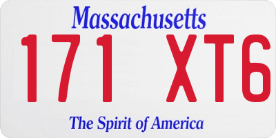 MA license plate 171XT6
