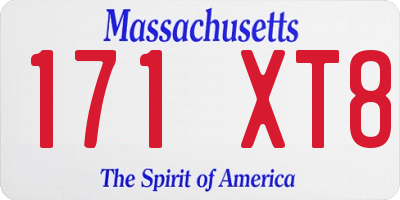 MA license plate 171XT8