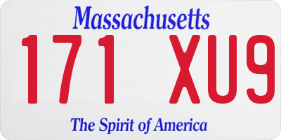 MA license plate 171XU9