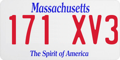 MA license plate 171XV3