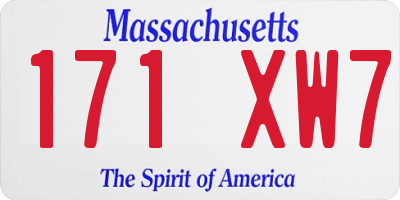 MA license plate 171XW7