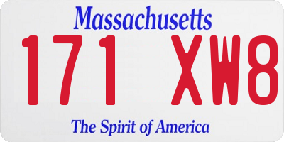 MA license plate 171XW8