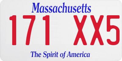 MA license plate 171XX5