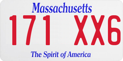 MA license plate 171XX6