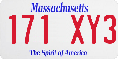 MA license plate 171XY3