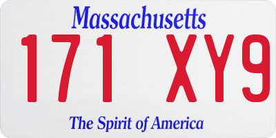 MA license plate 171XY9