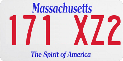 MA license plate 171XZ2