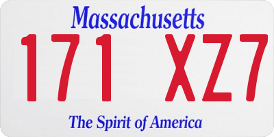 MA license plate 171XZ7