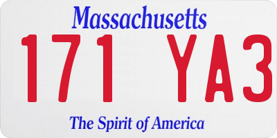 MA license plate 171YA3