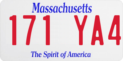 MA license plate 171YA4