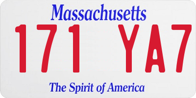 MA license plate 171YA7