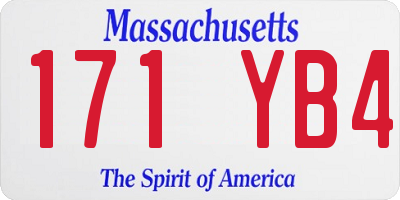 MA license plate 171YB4