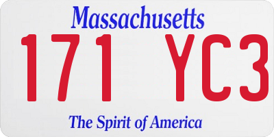 MA license plate 171YC3
