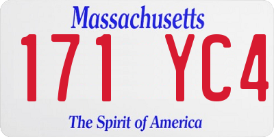MA license plate 171YC4