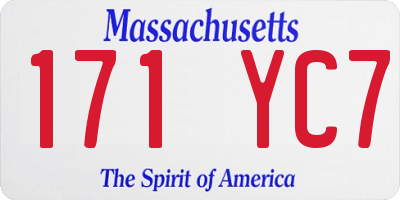 MA license plate 171YC7