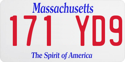 MA license plate 171YD9