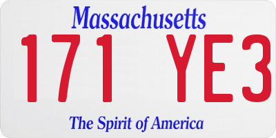 MA license plate 171YE3
