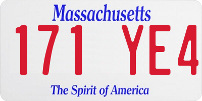 MA license plate 171YE4