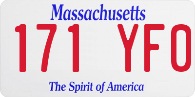 MA license plate 171YF0