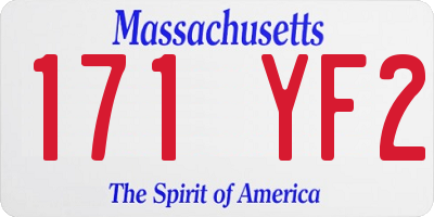 MA license plate 171YF2
