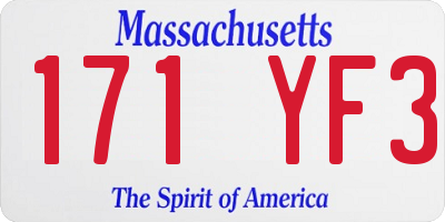 MA license plate 171YF3