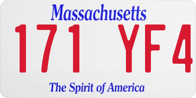 MA license plate 171YF4