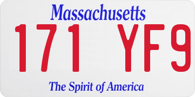 MA license plate 171YF9