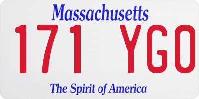 MA license plate 171YG0