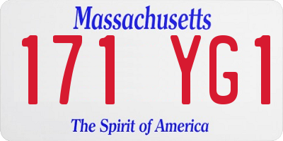 MA license plate 171YG1