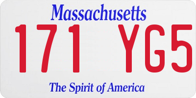 MA license plate 171YG5