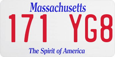 MA license plate 171YG8