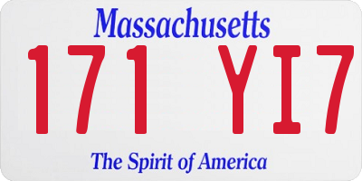 MA license plate 171YI7