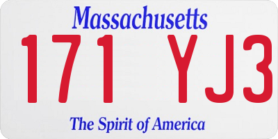 MA license plate 171YJ3