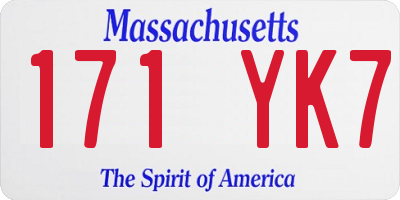 MA license plate 171YK7