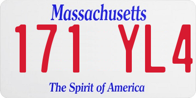 MA license plate 171YL4