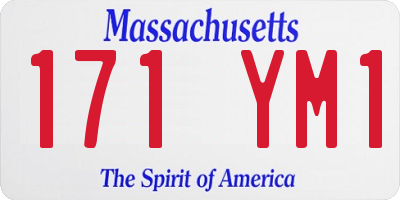MA license plate 171YM1