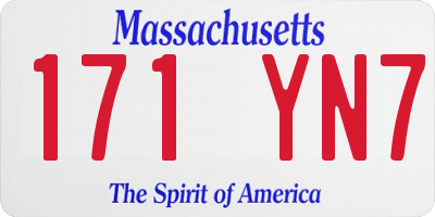 MA license plate 171YN7