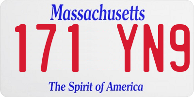MA license plate 171YN9