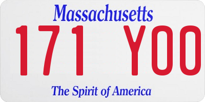MA license plate 171YO0