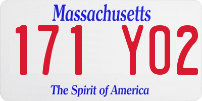 MA license plate 171YO2