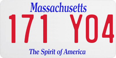 MA license plate 171YO4