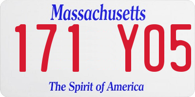 MA license plate 171YO5