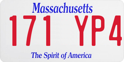 MA license plate 171YP4