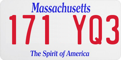 MA license plate 171YQ3