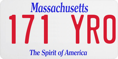 MA license plate 171YR0