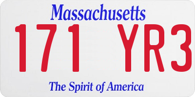 MA license plate 171YR3